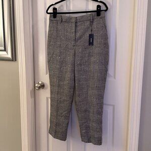 Express NWT Editor Straight Ankle High Rise Black Grey Silver Twill Pants 10S